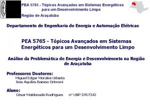 PEA 5765 Tpicos Avanados em Sistemas Energticos para