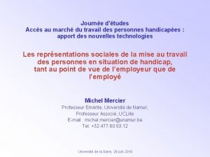 Journe dtudes Accs au march du travail des