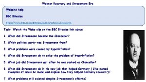 Weimar Recovery and Stresemann Era Website help BBC