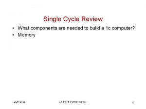 Single Cycle Review What components are needed to