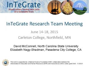 In Te Grate Research Team Meeting June 14