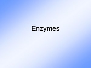 Enzymes Enzyme Demonstration Starch is digested by the