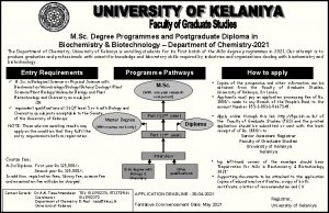 M Sc Degree Programmes and Postgraduate Diploma in