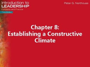 Chapter 8 Establishing a Constructive Climate 2015 SAGE