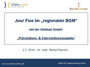 Jour Fixe im regionalen BGM mit der Heilbad