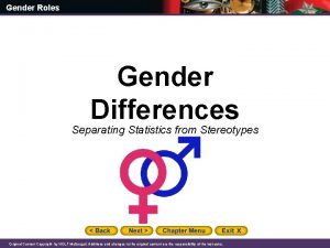 Gender Roles Gender Differences Separating Statistics from Stereotypes