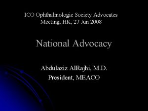 ICO Ophthalmologic Society Advocates Meeting HK 27 Jun