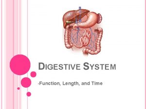 DIGESTIVE SYSTEM Function Length and Time MOUTH Function