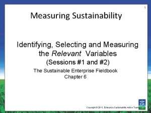 1 Measuring Sustainability Identifying Selecting and Measuring the