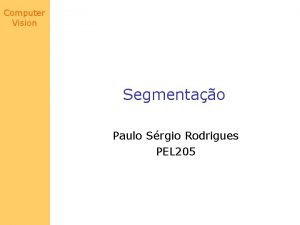 Computer Vision Segmentao Paulo Srgio Rodrigues PEL 205