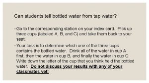 Can students tell bottled water from tap water