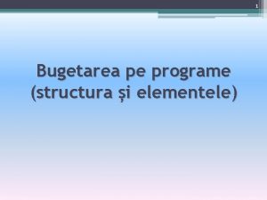 1 Bugetarea pe programe structura i elementele 2