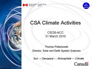 Agence spatiale Canadian Space Canadienne Agency CSA Climate