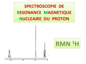 SPECTROSCOPIE DE RESONANCE MAGNETIQUE NUCLEAIRE DU PROTON RMN