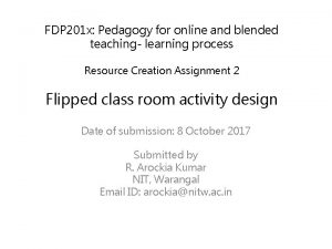 FDP 201 x Pedagogy for online and blended