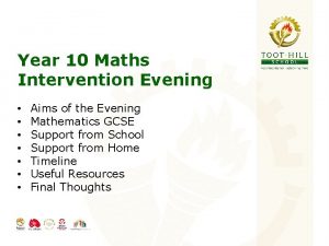 Year 10 Maths Intervention Evening Aims of the