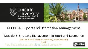 RECN 343 Sport and Recreation Management Module 2