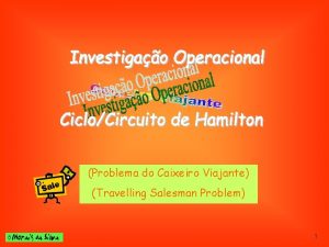 Problema do Caixeiro Viajante Travelling Salesman Problem 1