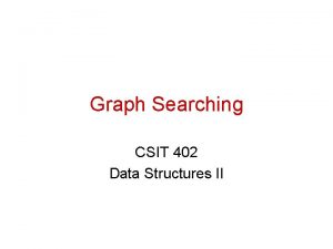 Graph Searching CSIT 402 Data Structures II Graph