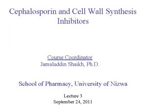 Cephalosporin and Cell Wall Synthesis Inhibitors Course Coordinator