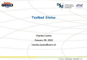 Testbed Status Charles Loomis January 28 2002 charles