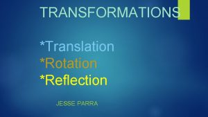 TRANSFORMATIONS Translation Rotation Reflection JESSE PARRA st 1