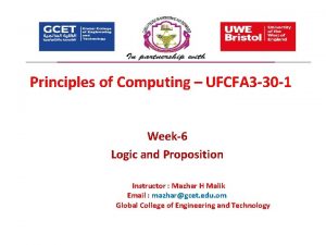 Principles of Computing UFCFA 3 30 1 Week6