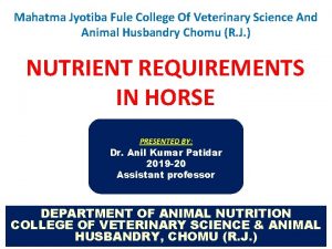 Mahatma Jyotiba Fule College Of Veterinary Science And