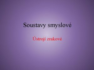 Soustavy smyslov stroj zrakov Soustavy smyslov stroj zrakov