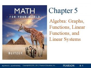 Chapter 5 Algebra Graphs Functions Linear Functions and