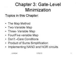 Chapter 3 GateLevel Minimization Topics in this Chapter