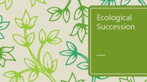 Ecological Succession What is ecological succession and its