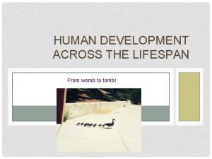 HUMAN DEVELOPMENT ACROSS THE LIFESPAN CHAPTER 11 From