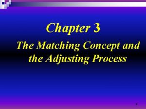 Chapter 3 The Matching Concept and the Adjusting