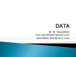 DATA M M Ubaidillah mm ubaidillahgmail com Ubaidillah