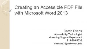 Creating an Accessible PDF File with Microsoft Word