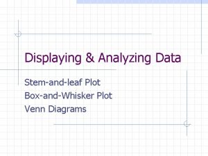 Displaying Analyzing Data Stemandleaf Plot BoxandWhisker Plot Venn