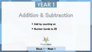 YEAR 1 Addition Subtraction Add by counting on