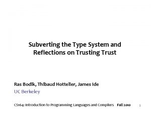 Subverting the Type System and Reflections on Trusting