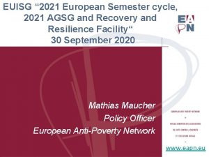 EUISG 2021 European Semester cycle 2021 AGSG and