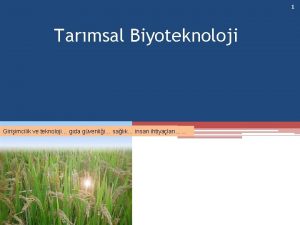 1 Tarmsal Biyoteknoloji Giriimcilik ve teknoloji gda gvenlii