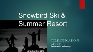 Snowbird Ski Summer Resort COMMUNICATIONS AUDIT By Alexander