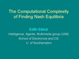The Computational Complexity of Finding Nash Equilibria Edith