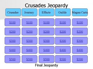 Crusades Jeopardy Crusades Journey Effects Guilds Magna Carta