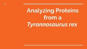 Analyzing Proteins from a Tyrannosaurus rex Todays Goal