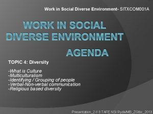 Work in Social Diverse Environment SITXCOM 001 A