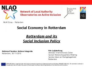 NLAO Essay Rotterdam Social Economy in Rotterdam and