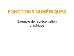 FONCTIONS NUMRIQUES Exemple de reprsentation graphique 1 Dans