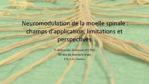 Neuromodulation de la moelle spinale champs dapplication limitations