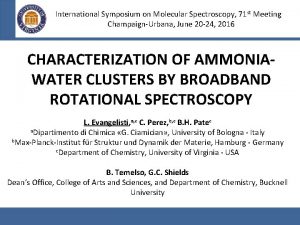 International Symposium on Molecular Spectroscopy 71 st Meeting